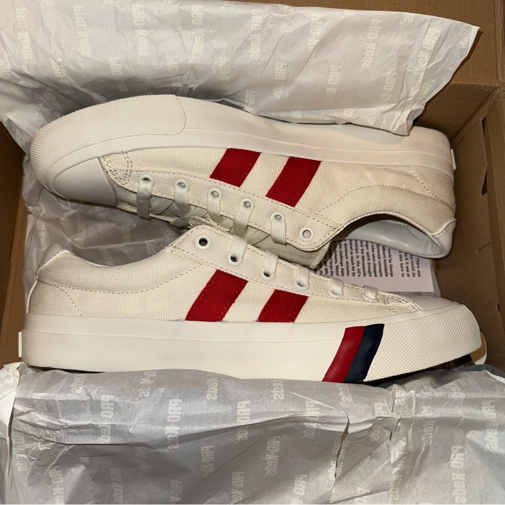 PRO-KEDS Canvas Sneakers with Red Stripes